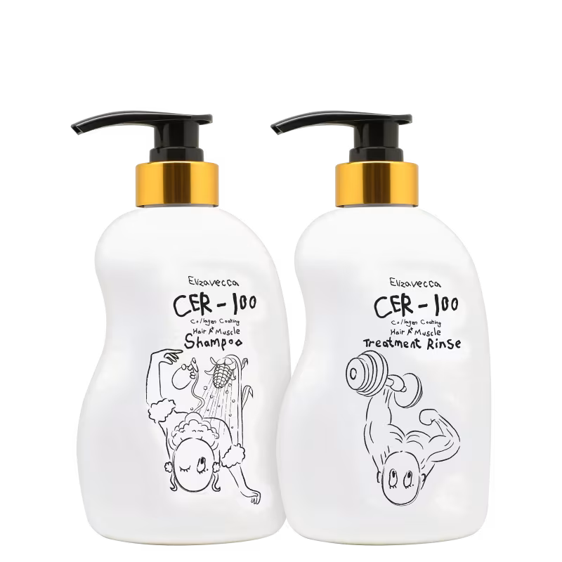 Kit Elizavecca CER-100 Collagen Coating Hair A+ Muscle Duo - Shampoo e Condicionador Fortalecedor 500ml