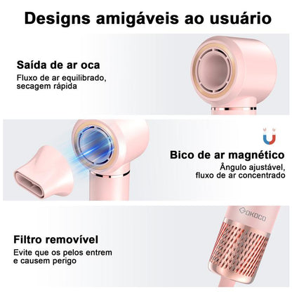 GOKOCO Secador de Cabelo Profissional 5 em 1 * 1400W 120.000 RPM