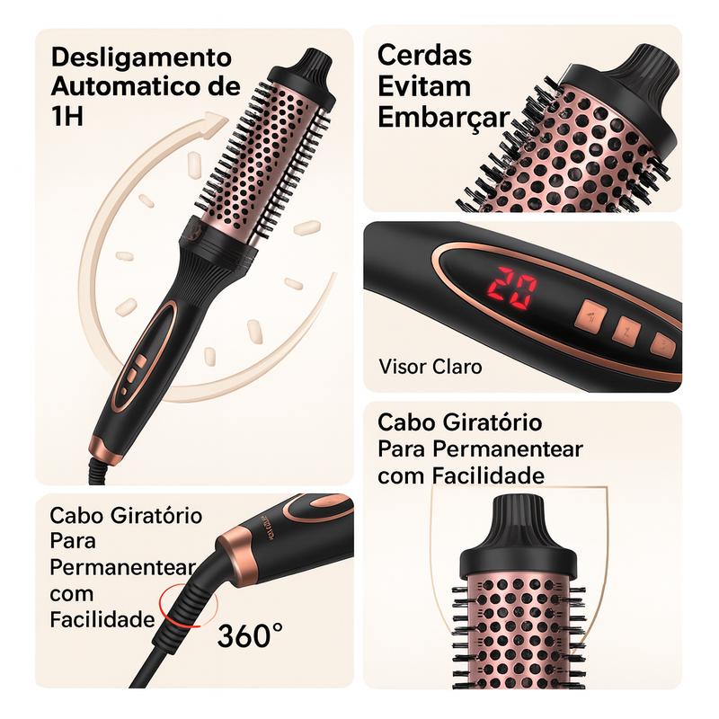 Escova Modeladora GOKOCO 38mm Íons Negativos, 9 Temperaturas, Cerâmica